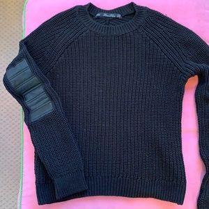 Zara Knit Sweater with Faux Leather Elbow Pads